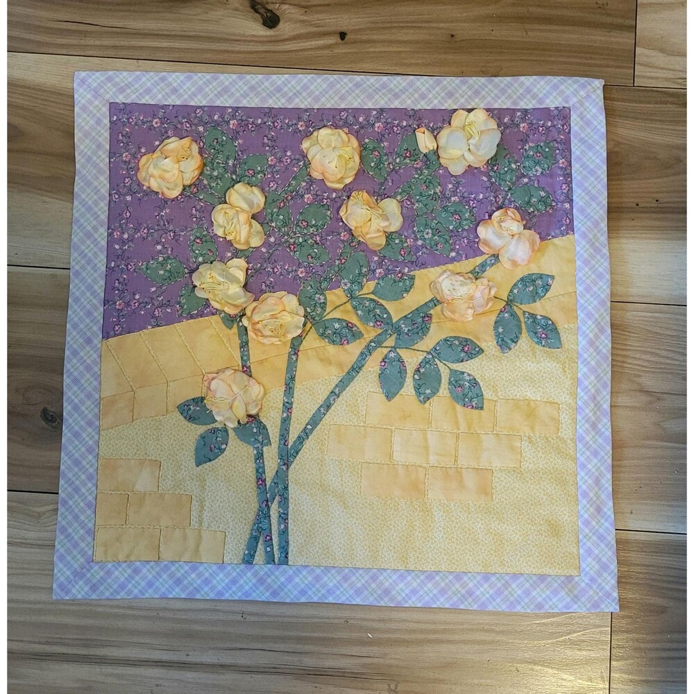 1987 Signed Eva Louise Brock 3D Applique Quilted Wall Hanging, 18"